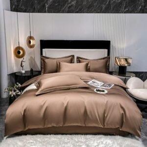 Solid Color 800TC Cotton Queen King Twin Family size 4/6Pcs Bedding Set Ultra Soft Duvet Cover with zipper Bed Sheet Pillowcases 1
