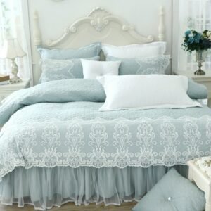 Thick cotton winter bed cover set lace princess girls bedding set twin queen king size 4/8pcduvet cover bed skirt set pillowcase 1