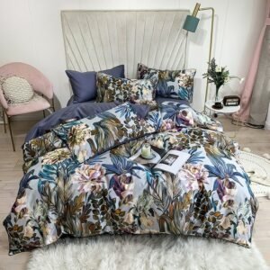 Tropical Leaves Flowers Duvet cover set Silky Soft 100%Egyptian Cotton Bedding set Queen King Bed sheet Quilt Cover Pillowcases 1