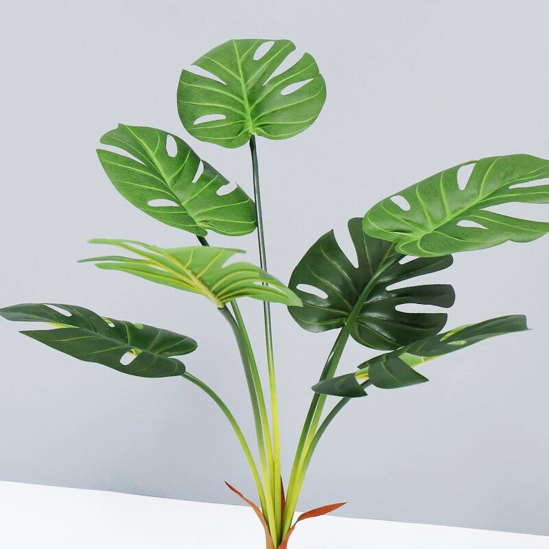 70cm 7 Heads Tropical Tree Large Artificial Plants PU Monstera Fake Palm Leaves Plastic Turtle Leaf For Home Office Garden Decor 4