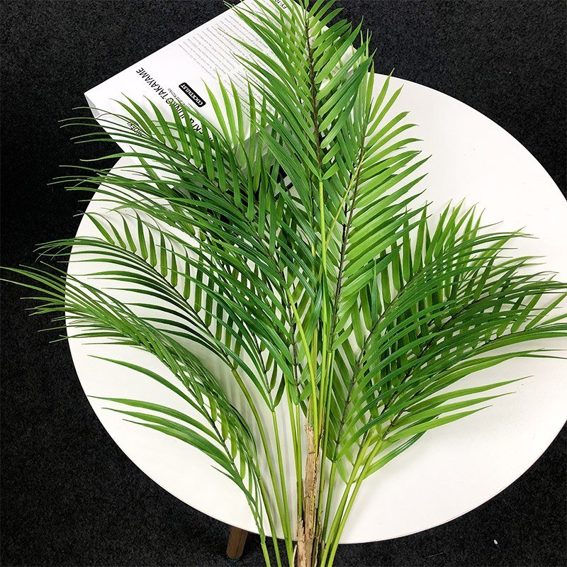 98cm/125cm Large Tropical Palm Tree Artificial Jungle Plants Real Touch Plastic Leaves Big Palm Foliage for Home Room Xmas Decor 4
