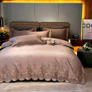 Double Queen King size 4Pcs Soft and Embroidery Shabby Chic Luxury 1200TC Egyptian Cotton Bedding Set Comforter Cover Bed Sheet 1