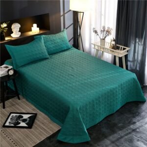 Solid color 3/5PCS Egyptian Cotton Silky Bedspread Coverlet Quilted Thick Duvet Quilt bed cover Pillow shams Queen King size 1