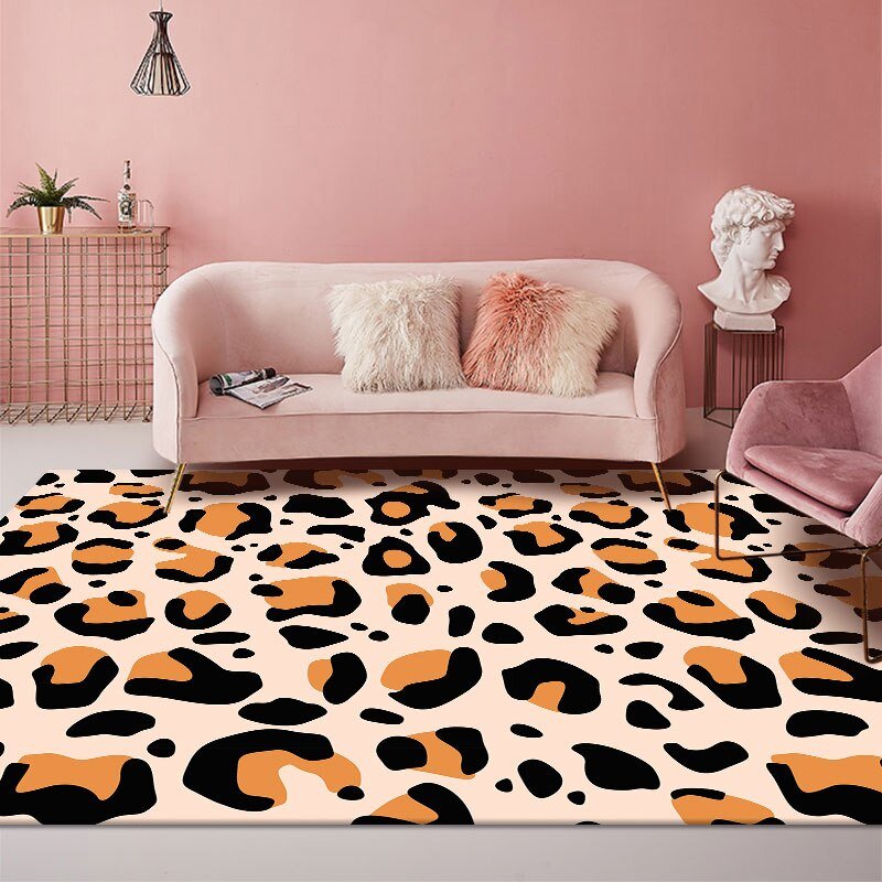 Fashion Leopard Print Living Room Decoration Carpet Home Bedroom Bedside Soft Rug Light Luxury Study Room Cloakroom Fluffy Rugs 3