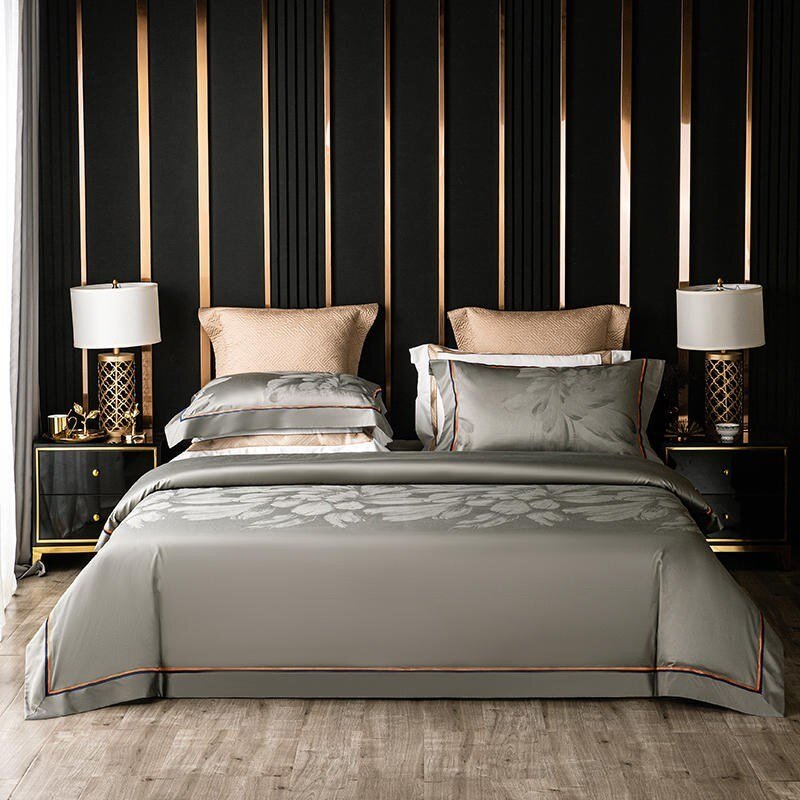 1000TC Long Staple Cotton Jacquard Duvet Cover set Double Queen King Size 4Pcs Luxurious Boho Bedding set Bed Sheet Pillowcases 1