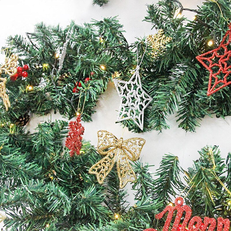 2.7m Artificial Christmas Garland With Lights Wall Hanging Plants Vine Fake Xmas Wreath Ornaments For Home Fireplace Party Decor 5