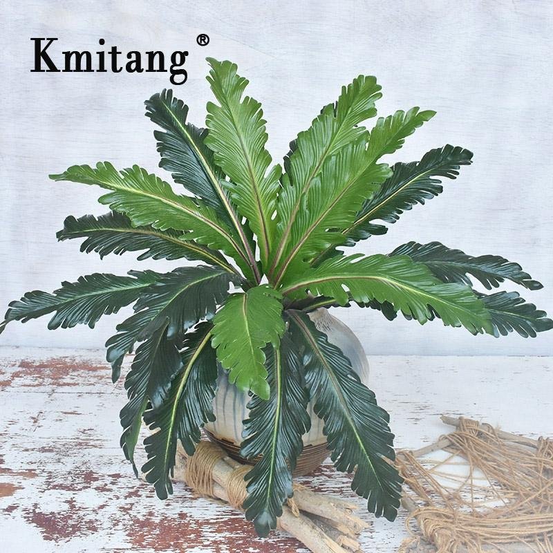 50cm 18heads Tropical Persian Leaves Artificial Plants Branch Fern Grass Plastic Palm Leafs Plant Wall Foliage Home Decoration 1