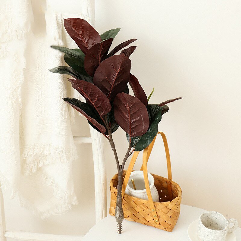67cm 2 Forks Large Artificial Ficus Plants Fake Tree Branch Plastic Banyan Leaves Tropical Rubber Fronds For Home Garden Decor 5