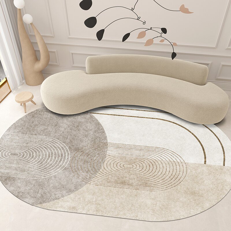 Oval Carpet Nordic Geometric Carpets Living Room Sofa Coffee Table Rug Bedroom Large Area Bedside Rugs Kitchen Anti-Slip Mats 3