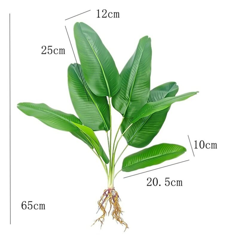 65cm 9Heads Tropical Monstera Artificial Plants Fake Palm Tree Plastic Banana Leaf Branch Water Plant For Home Garden Desk Decor 2