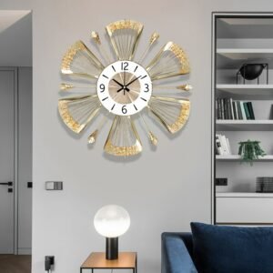 Golden Flower Big Wall Clock Mechanism Luxury Silent Industrial Room Wall Clock Modern Kitchen Reloj De Pared Wall Clock Large 1