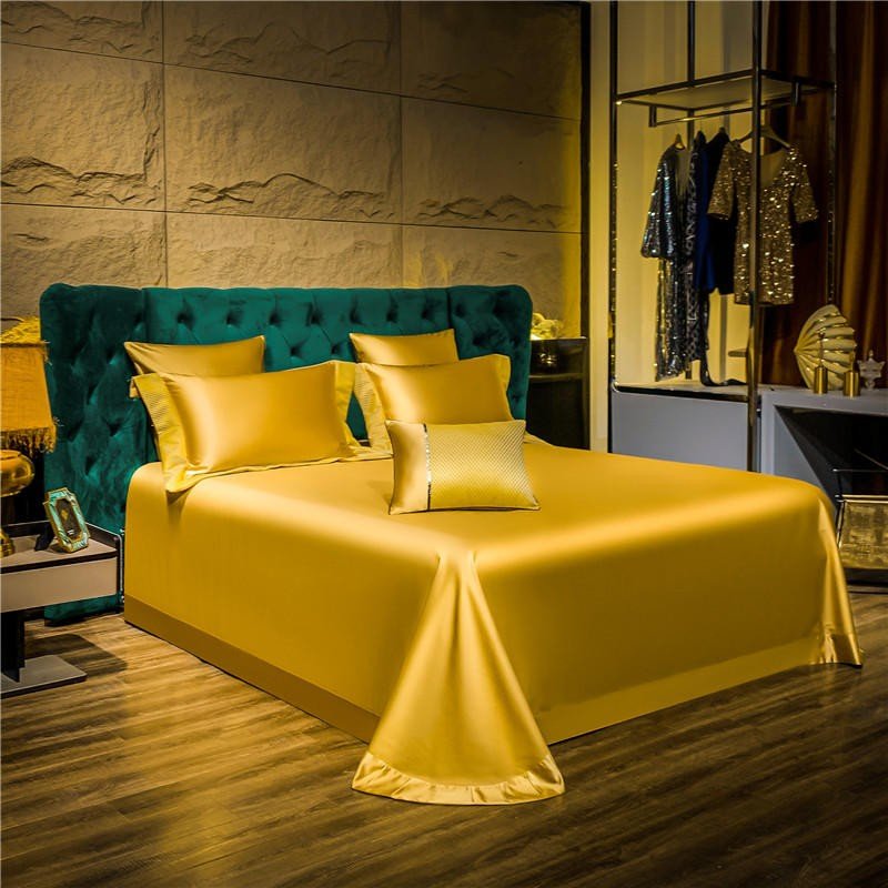 Satin Silver Golden Luxury Duvet Cover set Egyptian Cotton Silky Smooth Soft Comforter Cover Bed Sheet Bedspread Pillowcases 4