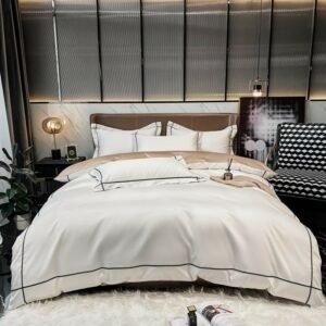 White Gray Egyptian Cotton Hotel Duvet Cover set 600TC Long Staple Silky Soft and Easy Case Bedding Set Bed Sheet Pillowcases 1