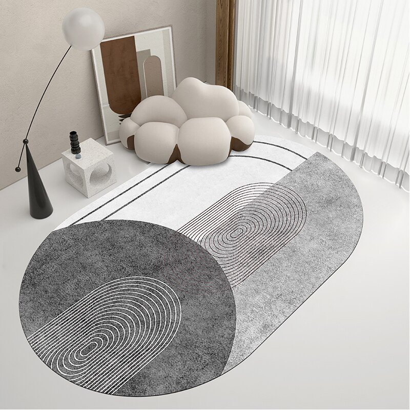 Oval Carpet Nordic Geometric Carpets Living Room Sofa Coffee Table Rug Bedroom Large Area Bedside Rugs Kitchen Anti-Slip Mats 2