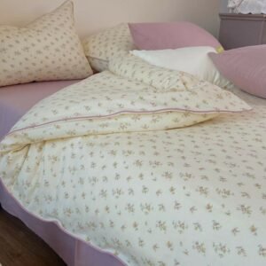 Spring Lovely Floral Boho Bedding Set 100%Cotton Skin touch Ultra Soft Breathable Girls Women Duvet Cover Bed Sheet Pillowcases 1