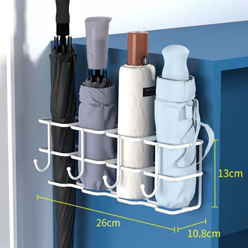 2023 New Umbrella Holder Stand Drying Rack Drainer with Hooks Entryway Home Door Storage Organizer Wall Indoor Metal Black White 4
