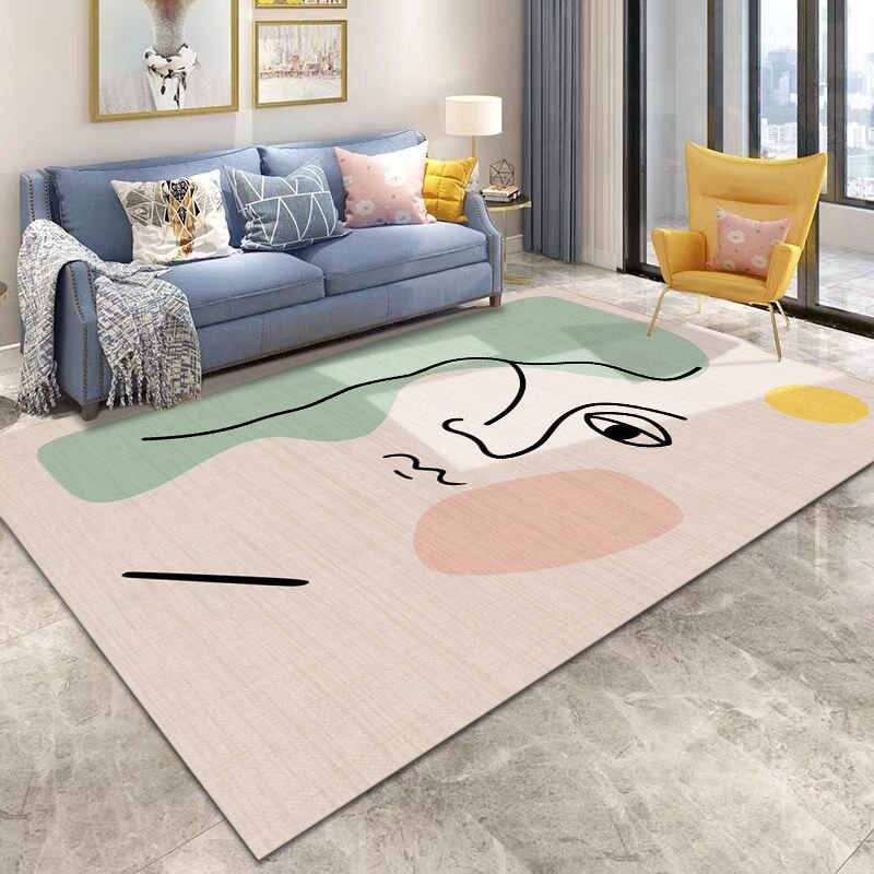 Cartoon Abstract Printed Carpet Living Room Bedroom Area Carpets Morandi Sofa Coffee Table Mats Lounge Large Area Non-slip Rugs 5