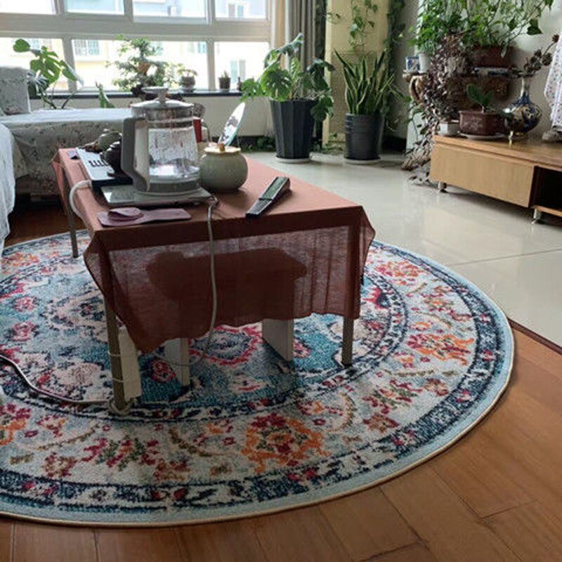 Round Retro Living Room Decoration Carpet Persian Light Luxury Bedroom Dresser Computer Chair Rug Study Cloakroom Non-Slip Rugs 3