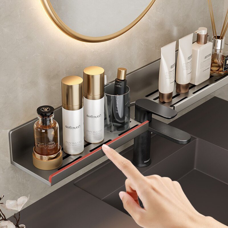 Bathroom Shelf Shampoo Holder Makeup Organizer Aluminum Alloy Shower Shelf Without Drill Wall Shelf Bathroom Accessories 4