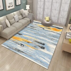 Nordic Style Living Room Carpet Indoor Gilt Abstract Square Floor Mat Printed Sofa Coffee Table Rug Home Decoration Washable Mat 1