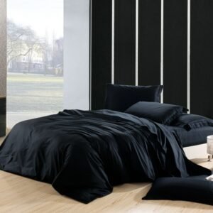 100%Cotton Duvet Cover Queen King size Solid Color Black Grey Bedding set Reversible Soft Comforter Cover Bed Sheet Pillowcases 1