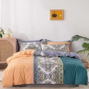 100%Cotton Soft Duvet Cover Set Paisley Bohemian Bedding Set Bed Sheet Comforter Cover Pillow Shams 4Pcs Queen King size 1