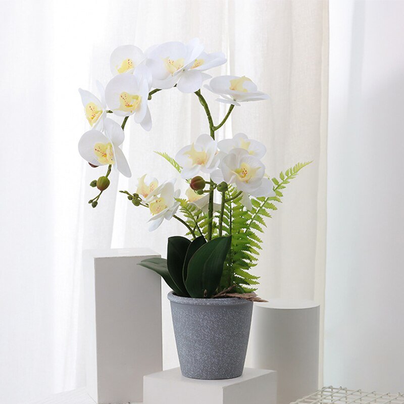 33-50cm Big Artificial Phalaenopsis Potted Fake Plants Desktop Bonsai Plastic Flower Orchid Branch For Home Garden Wedding Decor 4