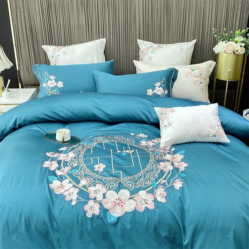Chic and Vintage Embroidery Duvet Cover set Premium Egyptian Cotton Soft Bedding set Comforter Cover Bed Sheet Pillowcases 3