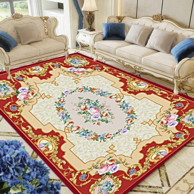 European Style Light Luxury Carpet Living Room Sofa Coffee Table Mat Washable Non-slip Rug Bedroom Bedside Home Decoration Rugs 3