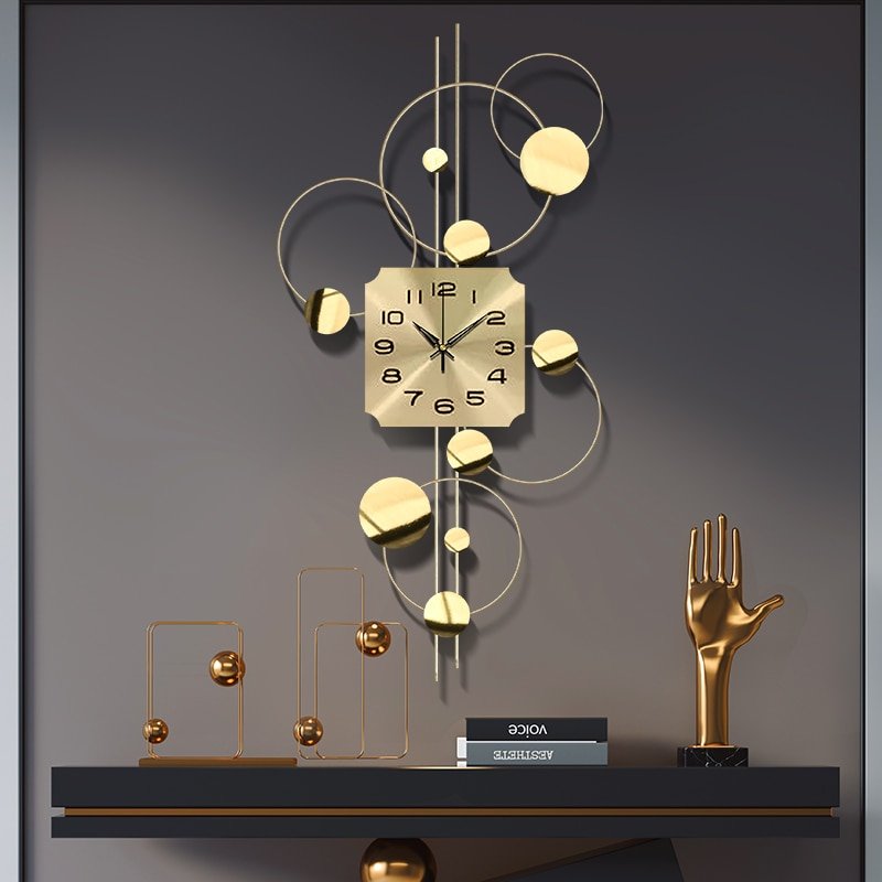 Modern Golden Wall Clock Metal Minimalist Minimalist Silent Large Wall Clock Hanging Big Orologio Parete Room Accessories YH 1