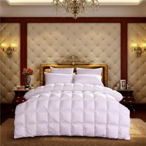 Luxurious Goose Down Comforter King Queen Size Duvet cover Filler Insert Pinch Pleat Bread Shape Design 100% Cotton Reversible 1