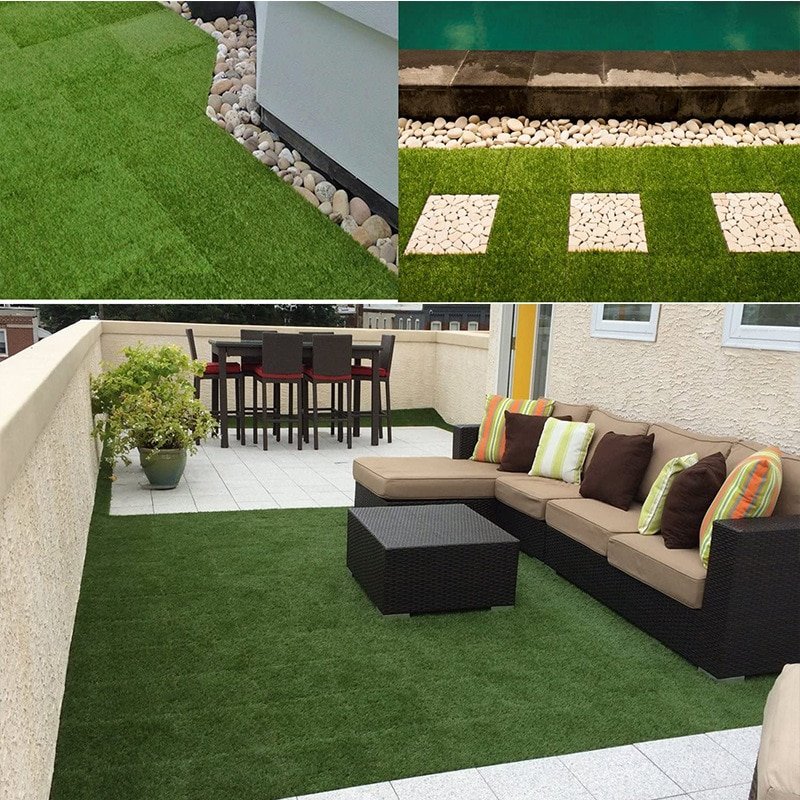 5pcs Artificial Grass Lawn Fake Turf Outdoor Simulated Ground Plants Carpet Square Floor Lawns For Home Garden Wedding DIY Decor 4