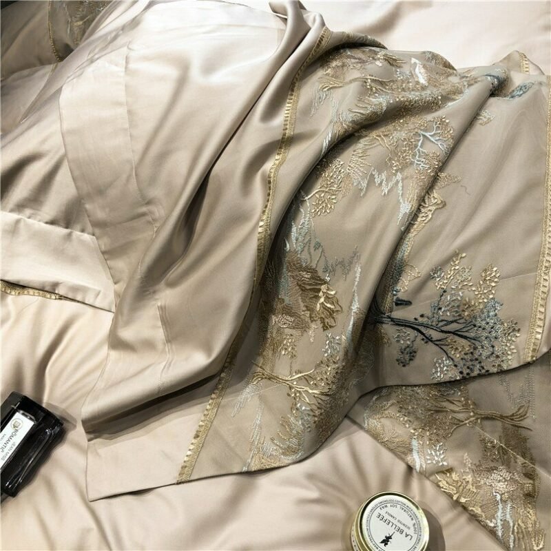 Chic Ivory Cream Macrame Wide Lace Duvet Cover set Luxury1000TC Egyptian Cotton Soft Bedding set Bed Sheet Pillow Shams 4/7 pcs 5