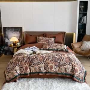 Boho Paisley Print Luxury Duvet Cover Bed Sheet Pillow Shams 4Pcs Bohemian Premium 800TC Egyptian Cotton Soft Bedding set 1