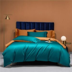 Solid Color Egyptian Cotton Reversible Duvet Cover Luxury Premium Silky Soft Quality 4Pcs Bedding Set Bed Sheet Pillow shams 1
