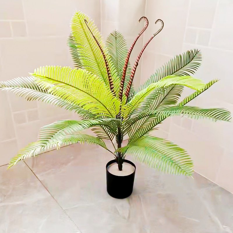 55/62cm Large Artificial Palm Tree Fake Plants Plastic Leafs Branch False Coconut Tree For Home Garden Wedding DIY Outdoor Decor 5