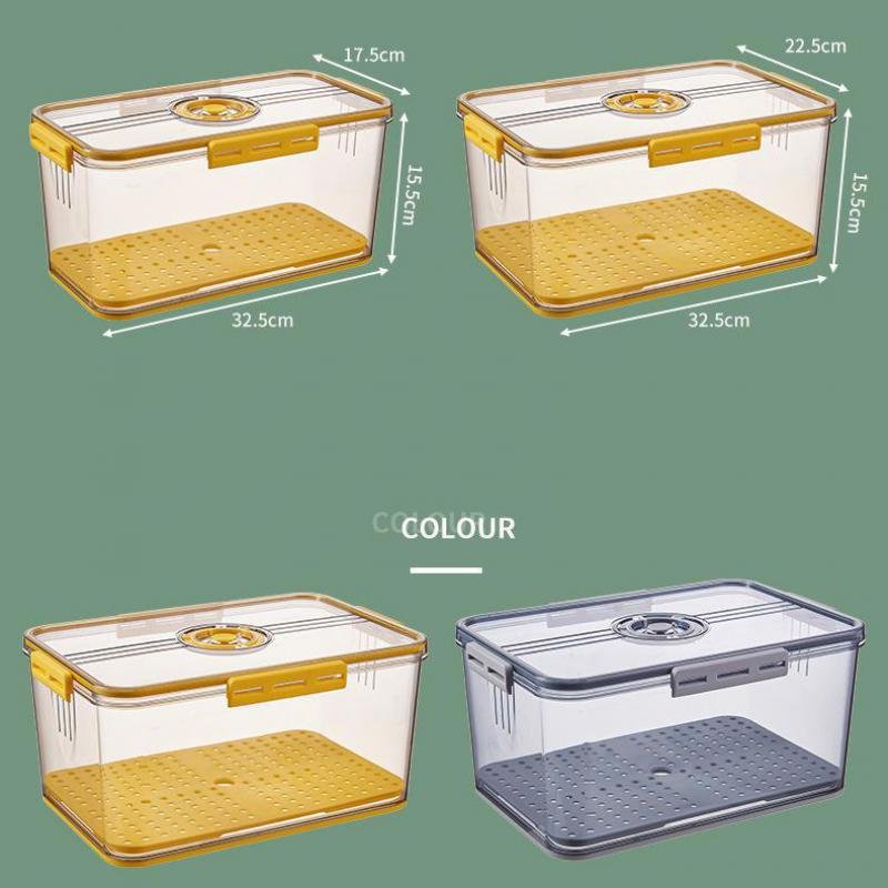 1.5L-7L Stackable Refrigerator Storage Bins Food Grade Containers Kitchen Organizer Box with Lid Drainboard Timer Clear Large 6