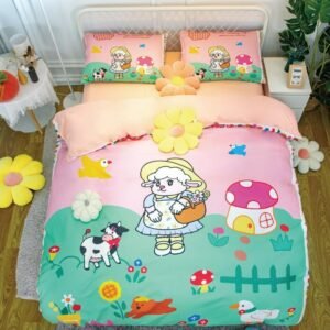 100%Cotton Soft Duvet Cover set King Queen Twin Cartoon Kids Bedding Set Comforter Cover for Girls Teen Bed Sheet Pillowcases 1