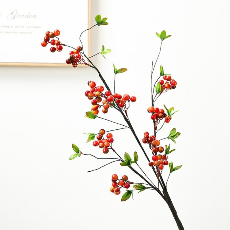 95cm Large Artificial Berries Plant Fake Christmas Tree Branch Foam Stamen Red Fruit For New Year Desktop Room DIY Wedding Decor 6