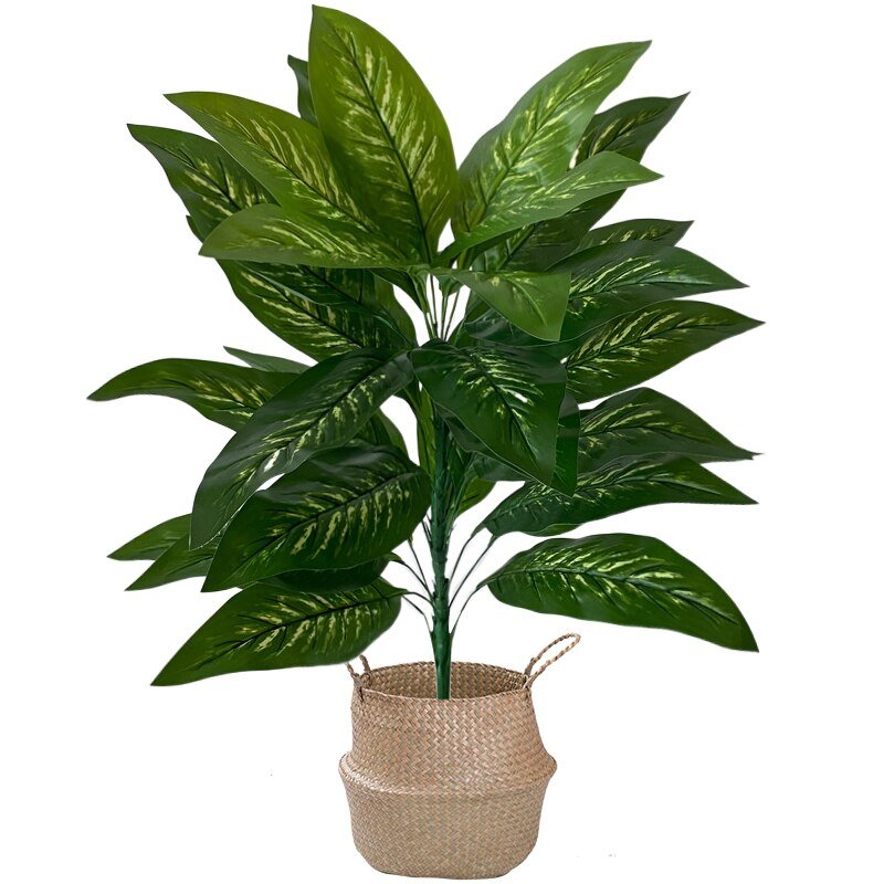 68/85cm Fake Banana Leaves Large Artificial Plants Plastic Palm Tree Branch Tropical Monstera Green Fronds For Home Garden Decor 2