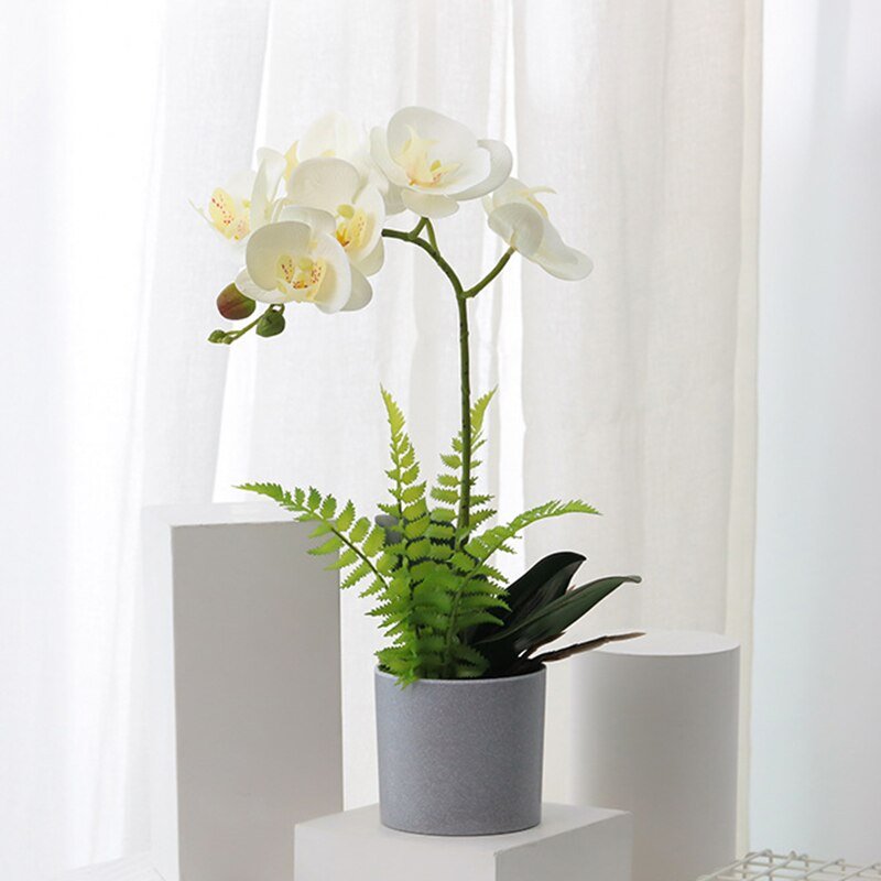 33-50cm Big Artificial Phalaenopsis Potted Fake Plants Desktop Bonsai Plastic Flower Orchid Branch For Home Garden Wedding Decor 5