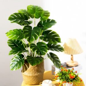 75cm Tropical Tree Large Artificial Plants Fake Turtle Leafs Plastic Palm Leaves Big Potted Monstera For Home Outdoor Room Decor 1