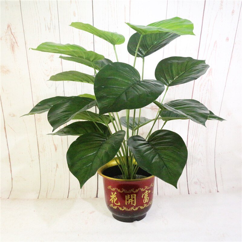 70cm 18 Fork Tropical Monstera Big Artificial Tree Fake Turtle Leafs Plastic Leaves Green Palm Plants For Home Office Decoration 6