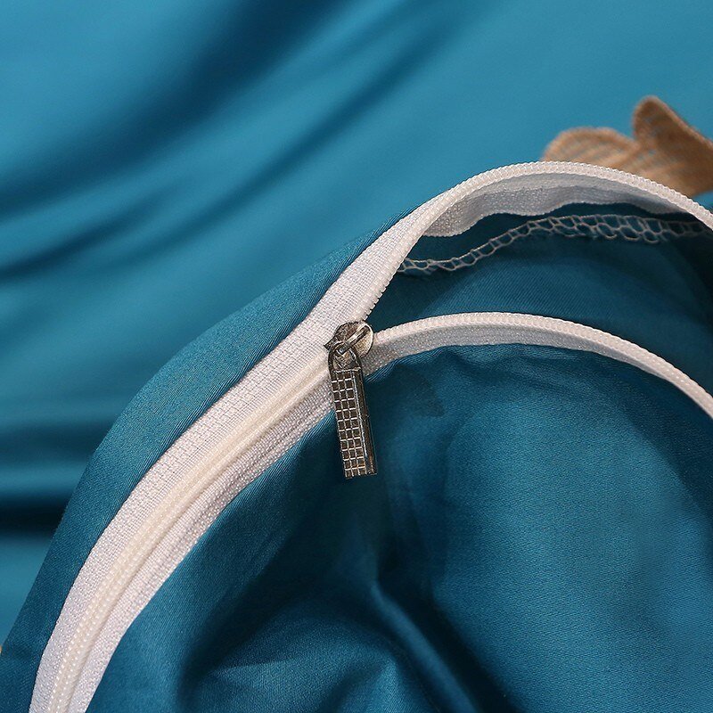 Premium 100% Egyptian Cotton Shabby Vintage Elegant Lace Bedding set Zipper Duvet Cover Ruffle 160X200cm Bed Skirt Pillowcases 4