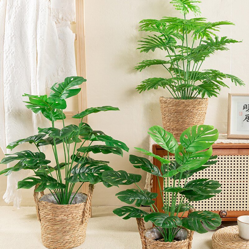 70cm 18 Forks Large Artificial Monstera Plants Fake Palm Tree Plastic Turtle Leaves Green Tall Plants For Home Garden Room Decor 2