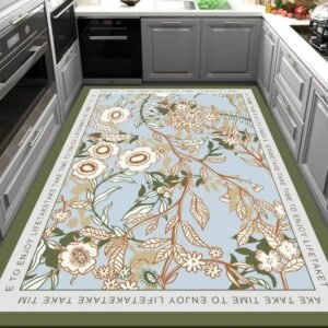 Modern Kitchen Dedicated Waterproof and Oil-proof Carpet PVC Wash-free Bathroom Non-slip Carpets Simple Balcony Anti-fouling Rug 1