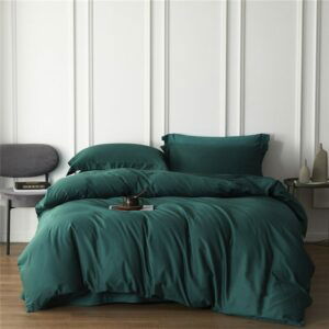 Egyptian Cotton Duvet Cover Set Soft Queen Full Olive Green 4Pcs Solid Color Bedding Set Zipper Comforter Cover Bed Sheet Pillow 1