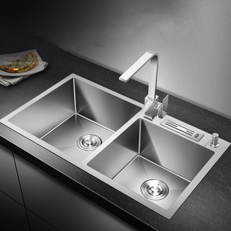 Kitchen Sink Above Counter Udermount Sinks Vegetable Washing Basin Stainless Steel Single Bowl Sinks Kitchen with Knife Holder  2