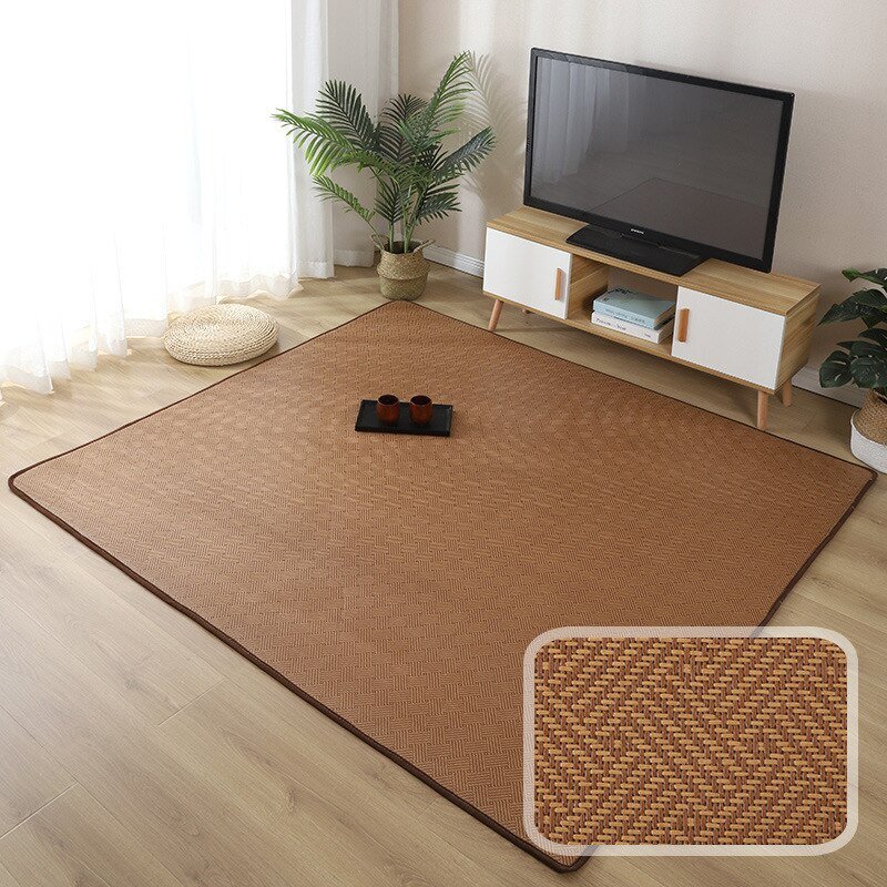 Home Living Room Bedroom Bedside Rattan Mat Summer Cool Baby Crawling Mats Anti-slip and Stain-resistant Washable Study Rug 2
