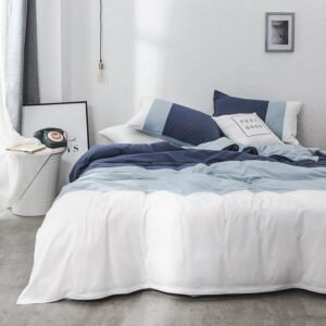 Blue White Bedding Set Twin Queen King size Cotton Bed sheet Fitted sheet Bed cover set Duvet cover soft Bedclothes Pillowcase 1